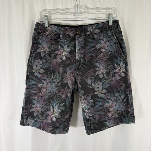 American Eagle Shorts Men's 30 Black Floral Hawaiian Chino Next Level Stretch - Picture 1 of 11
